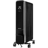 Daewoo 2kW Oil‑Filled Radiator, 9‑Fin, LED Display & Remote in Black