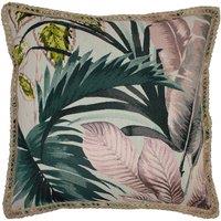 Furn Amazonia Braid Trimmed Jacquard Printed Cushion in Pink | Size: 50cm x 50cm