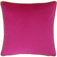 Paoletti Meridian Soft Velvet Piped Cushion in Bright Pink | Size: 55cm x 55cm