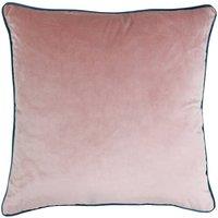 Paoletti Meridian Soft Velvet Piped Cushion in Baby Pink | Size: 55cm x 55cm