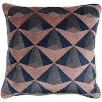 Paoletti Leveque Velvet Jacquard Geometric Piped Cushion in Pink | Size: 50cm x 50cm