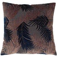 Paoletti Palm Grove Velvet Jacquard Fern Cushion in Dark Pink | Size: 50cm x 50cm