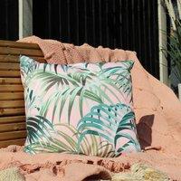 Furn Jungle Leaves Water & UV Resistant Outdoor Cushion in Light Pink