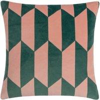Furn Kalho Velvet Jacquard Geometric Polyester Filled Cushion in Pink | Size: 45cm x 45cm