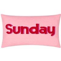 furn. Sunday Embroidered Polyester Filled Cushion in Pink | Size: 30cm x 50cm