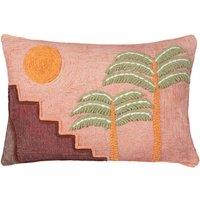furn. Moloko Embroidered Polyester Filled Cushion in Pink | Size: 40cm x 60cm