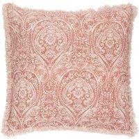 Paoletti Durelle Paisley Fringed Polyester Filled Cushion in Pale Pink | Size: 50cm x 50cm