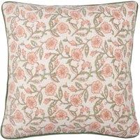 Paoletti Delphine Square Floral Piped Polyester Filled Cushion in Pale Pink | Size: 50cm x 50cm