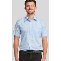 Double TWO Men Glacier Classic Easy Care Short Sleeve Shirt in Blue | Size: 15.5 in