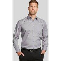 Double TWO Men Silver Grey Classic Easy Care Long Sleeve Shirt | Size: 18 in