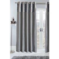 OHS Pair of Eyelet Fully Lined Crushed Velvet Band Curtains in Light Grey | Size: 167cm width x 228cm drop