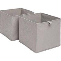 OHS Pack of 2 Plain Folding Cube Storage Boxes in Grey