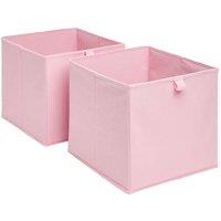 OHS Pack of 2 Plain Folding Cube Storage Boxes in Light Pink
