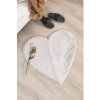 OHS Heart Shaped Faux Fur Fluffy Plush Fleece Bedroom Rug in Grey | Size: 200cm diameter