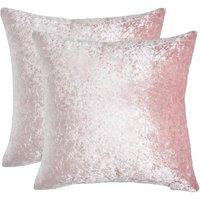 OHS Luxury Crushed Velvet Set of 2 Cushion Covers Plain in Baby Pink