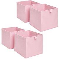 OHS Pack of 4 Plain Folding Storage Boxes in Light Pink