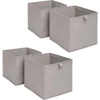 OHS Pack of 4 Plain Folding Storage Boxes in Grey