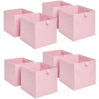 OHS Pack of 8 Plain Folding Storage Boxes in Light Pink