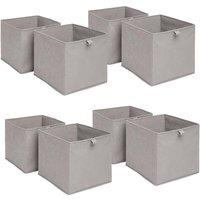 OHS Pack of 8 Plain Folding Storage Boxes in Grey