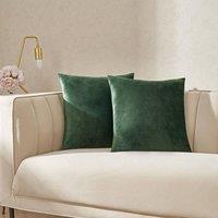 OHS 2 x Matte Velvet Cushion Covers Soft Plain Zip in Bottle Green | Size: 45cm x 45cm
