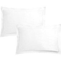 OHS 2 x Soft Plain Cotton Oxford Edge Pillowcases UK in White