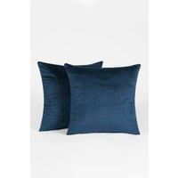 OHS 2 x Matte Velvet Cushion Covers Soft Plain Zip in Navy | Size: 45cm x 45cm