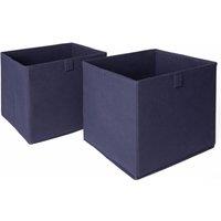 OHS Pack of 2 Plain Folding Cube Storage Boxes in Navy