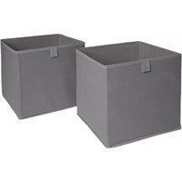 OHS Pack of 2 Plain Folding Cube Storage Boxes in Charcoal