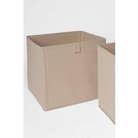 OHS Pack of 2 Plain Folding Cube Storage Boxes in Beige