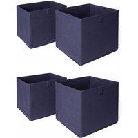 OHS Pack of 4 Plain Folding Storage Boxes in Navy