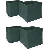 OHS Pack of 4 Plain Folding Storage Boxes in Dark Green