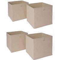 OHS Pack of 4 Plain Folding Storage Boxes in Beige