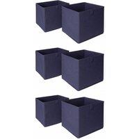 OHS Pack of 6 Plain Folding Storage Boxes in Navy