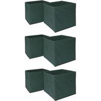 OHS Pack of 6 Plain Folding Storage Boxes in Dark Green