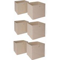 OHS Pack of 6 Plain Folding Storage Boxes in Beige