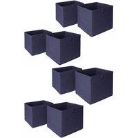 OHS Pack of 8 Plain Folding Storage Boxes in Navy