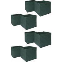 OHS Pack of 8 Plain Folding Storage Boxes in Dark Green
