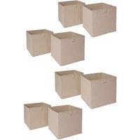 OHS Pack of 8 Plain Folding Storage Boxes in Beige