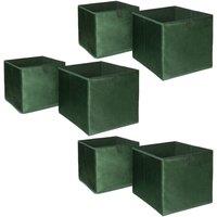 OHS Pack of 6 Matte Velvet Storage Boxes in Dark Green