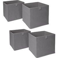 OHS Pack of 4 Plain Folding Storage Boxes in Charcoal
