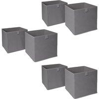 OHS Pack of 6 Plain Folding Storage Boxes in Charcoal