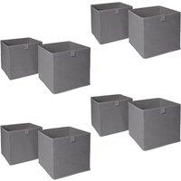 OHS Pack of 8 Plain Folding Storage Boxes in Charcoal