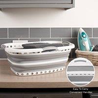 OHS Laundry Basket Collapsible Folding Washing Clothes Storage Space Saving in Grey