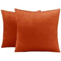 OHS 2 x Matte Velvet Cushion Covers Soft Plain Zip in Burnt Orange | Size: 45cm x 45cm