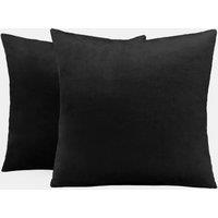 OHS 2 x Matte Velvet Cushion Covers Soft Plain Zip in Black | Size: 45cm x 45cm