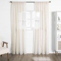 OHS Linen Look Voile Curtains 2 Panels Net Rod Slot Top Pair in Natural | Size: 140cm width x 220cm drop