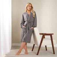 OHS Jersey Dressing Gown Womens Soft Luxury Full-Length Robe in Charcoal | Size: Small/Large