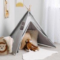 OHS Teepee Play Tent Kids Foldable Sleepover Indoor Childrens Storage in Grey