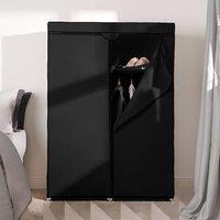 OHS Fabric Canvas Wardrobe Zip Hanging Clothes Rail Organizer in Black