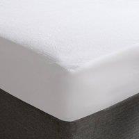 OHS Waterproof Mattress Protector Terry Fleece Topper Elasticated Soft Fitted Sheet in White | Size: Double Fitted